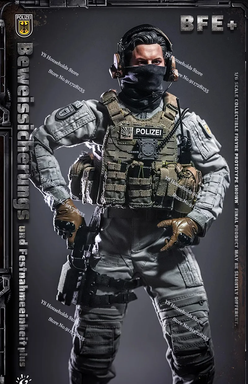 KT8008 1/6 BFE+ Counter Terrorism PolIze Force Cloth Man Action Figure Mini Static Rifle Model Ornament 12\