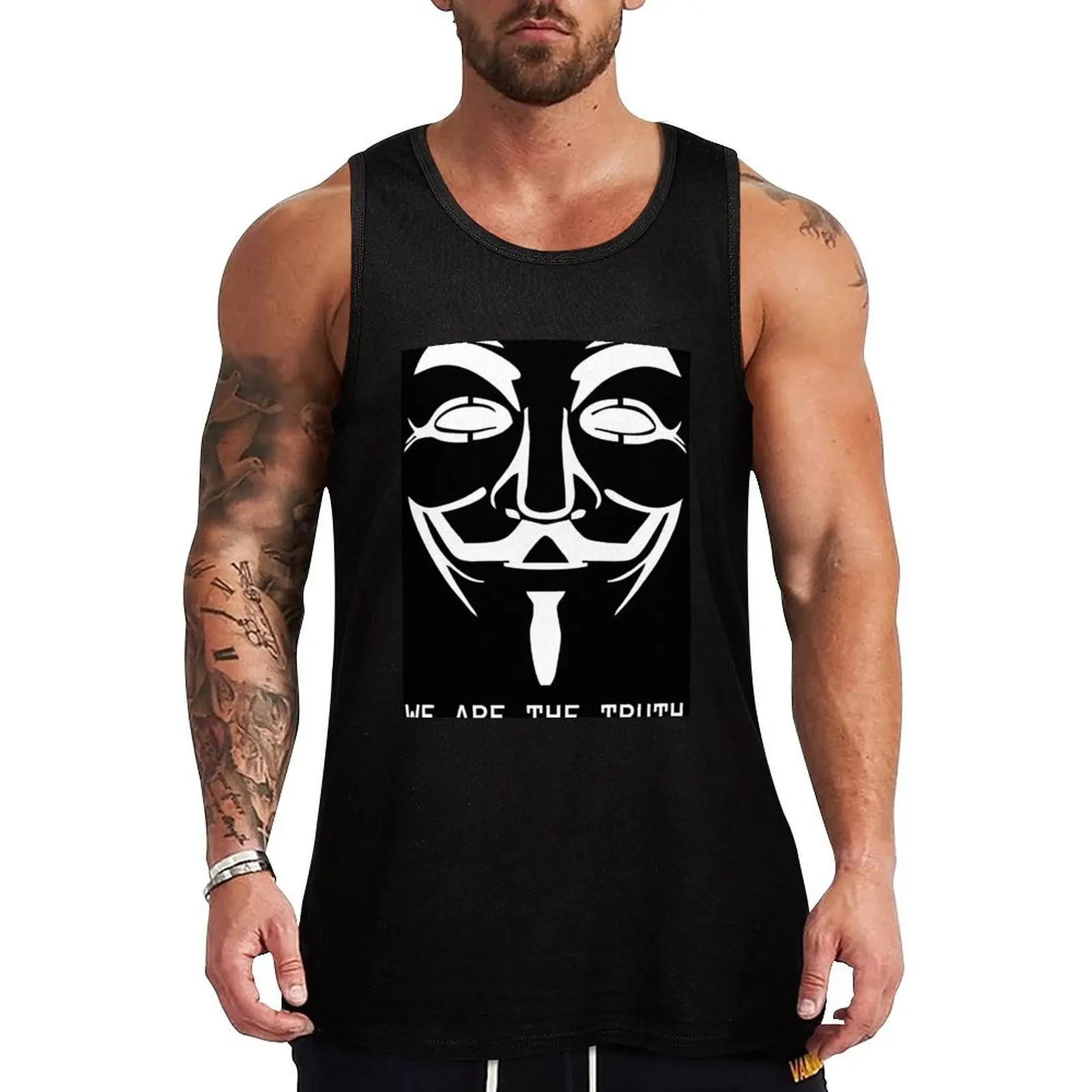 Débardeur noir Anonymous We Are The Truth, débardeur de travail et d'extérieur, chemise sans manches robuste