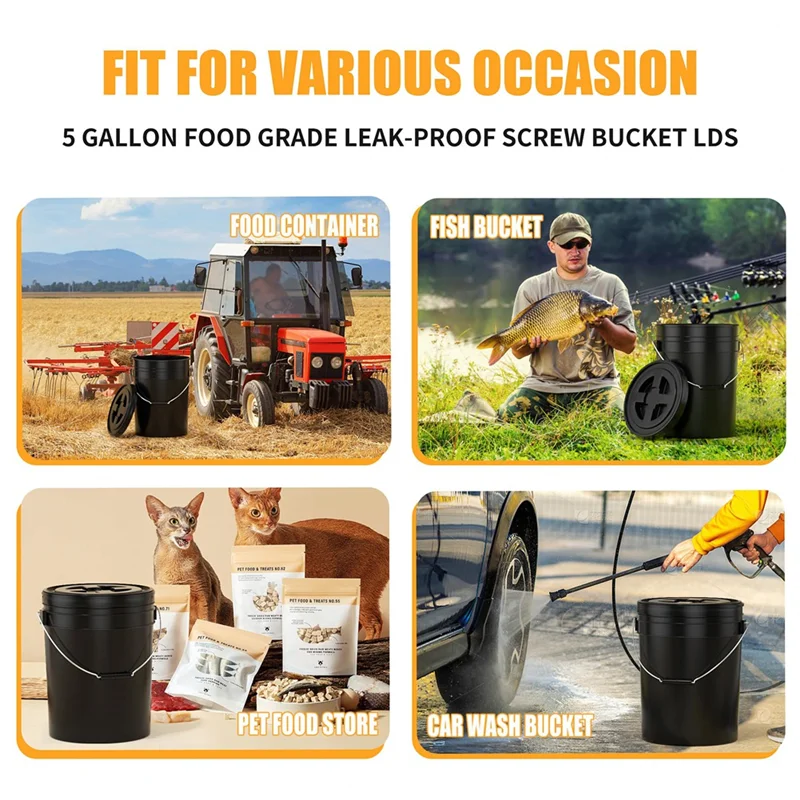 ABDJ-누출 방지 5 갤런 버킷 뚜껑 4개 12인치 플라스틱 씰 나사 상단 밀폐형 재사용 가능한 드럼 및 통 씰 뚜껑