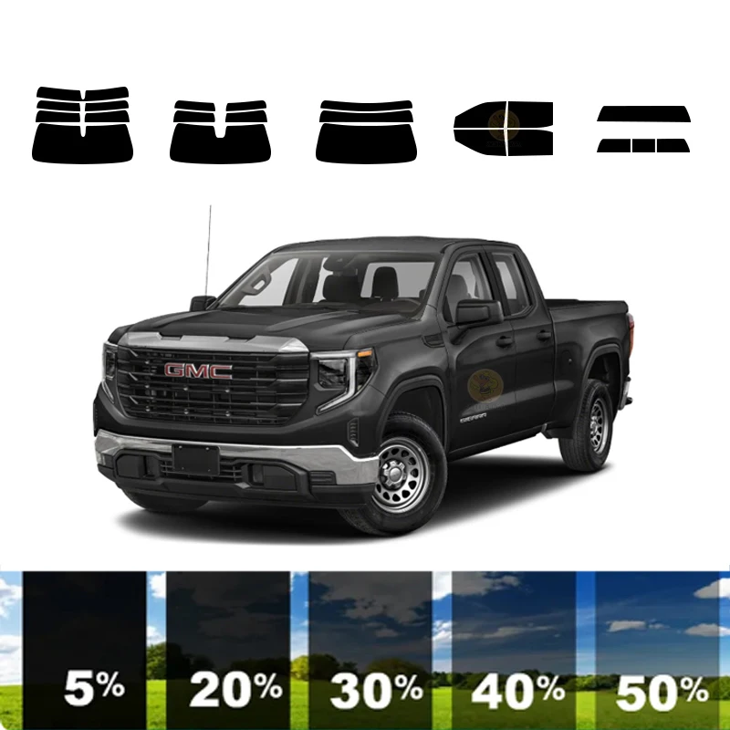 

precut Removable Window Tint Film For Car 100% UVR 5%-70%VLT Heat Insulation Carbon ﻿For GMC SIERRA 1500 4 DR PICKUP 2019-2023