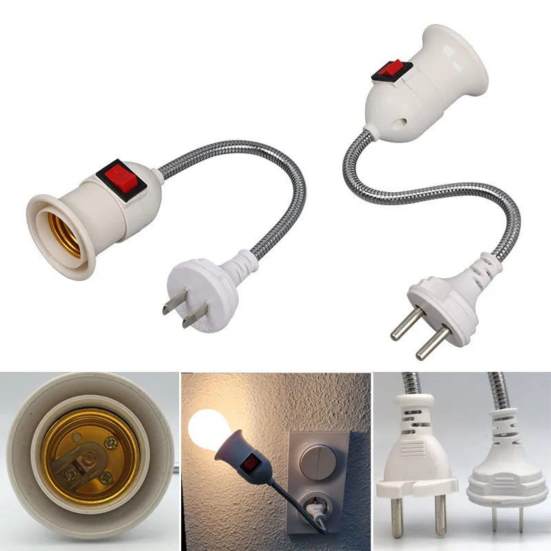 Lâmpada LED Base Suporte Flexível de Parede, Tomada de Luz, Bases Conversor, Ligar e desligar, Adaptador de Luz Livro, Plug Switch, UE, US Plug,