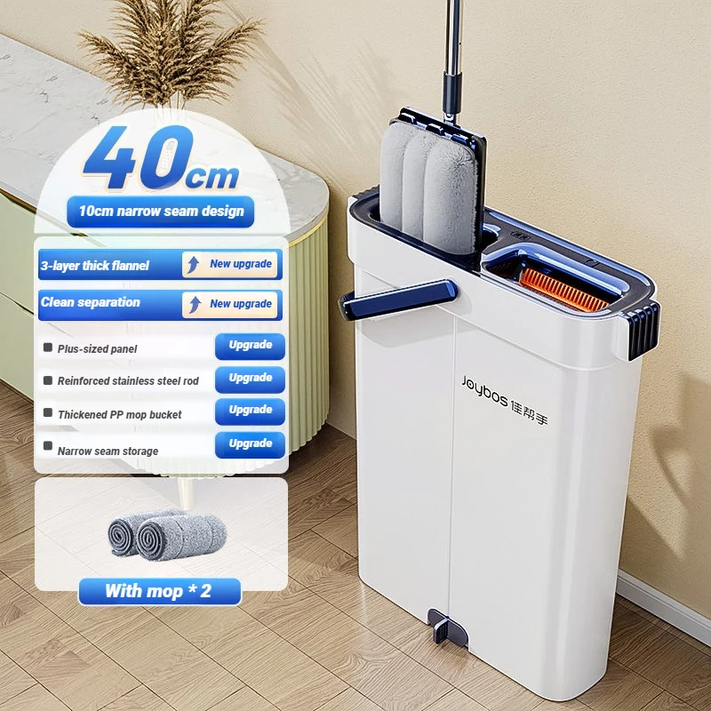 JOYBOS 40cm SpinHand Vloerwisser met Emmer 360° Compleet Reinigingssysteem Natte en Droge Scheiding Wasbare Vloeren Huishoudmoppen