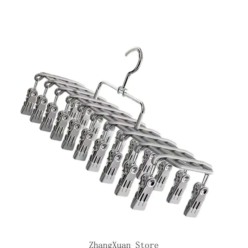 20-Clip-Wäscheständer mit integriertem Aufhängehaken, kunststoffbeschichteter Kleiderbügel für Unterwäsche, Handtücher und – Detail 4