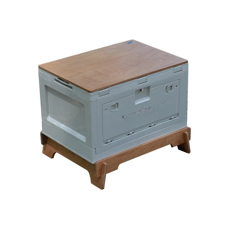 

Camping side open storage box, thickened car backup storage box, outdoor picnic large capacity wooden cover folding box