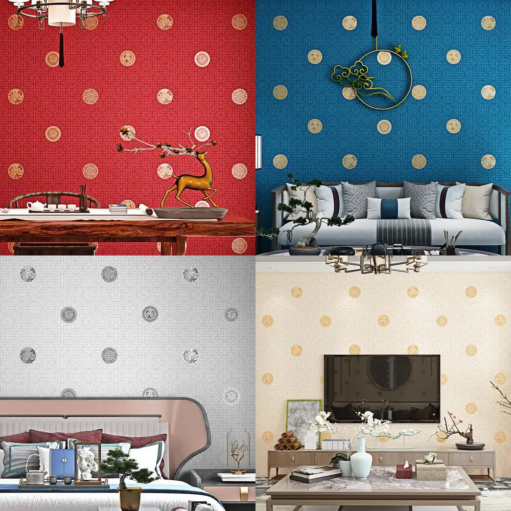 

Китайский стиль, винтажные ретро-симметричные классические обои в стиле дзен для учебы, ресторана, отеля, гостевого проекта, использования