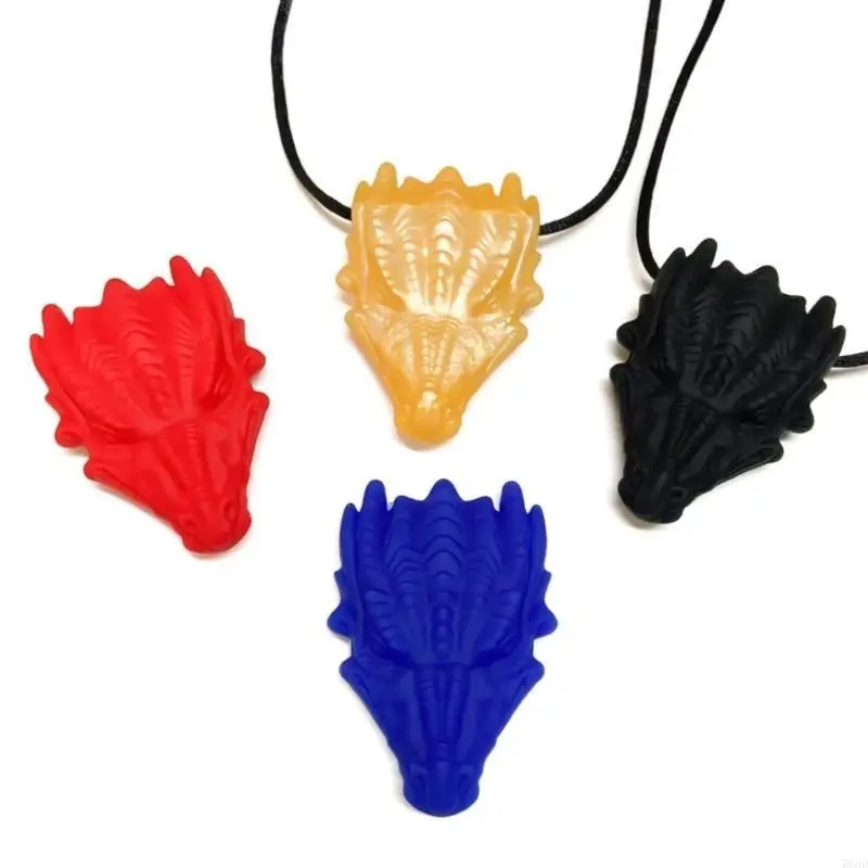 

R66D Chewing Pendant Necklace Silicone Toy Chewable Neckchain Dragon Teether for Kids with Autism and ADHD