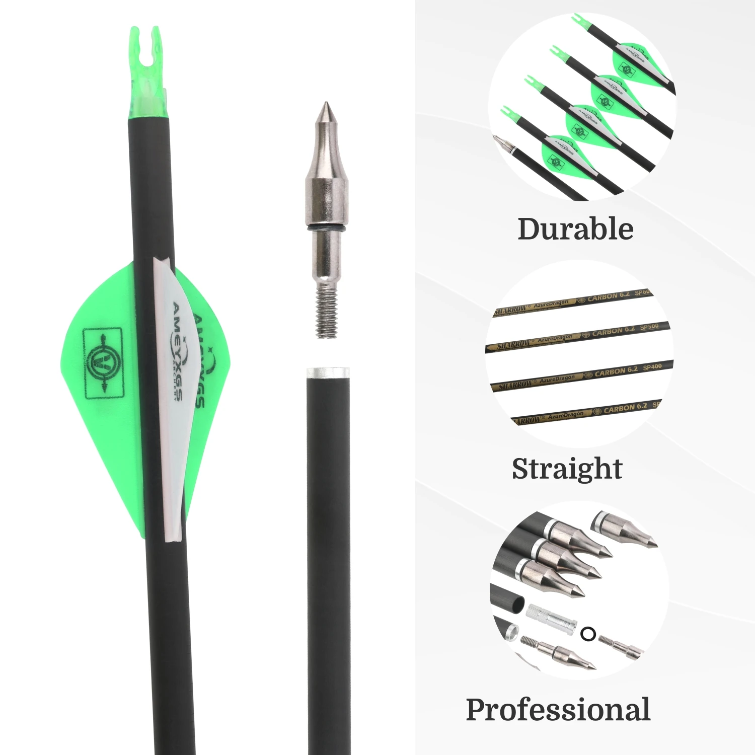Flechas de carbono Spine500 ID6,2 para arco recurvo y compuesto - imagen 4