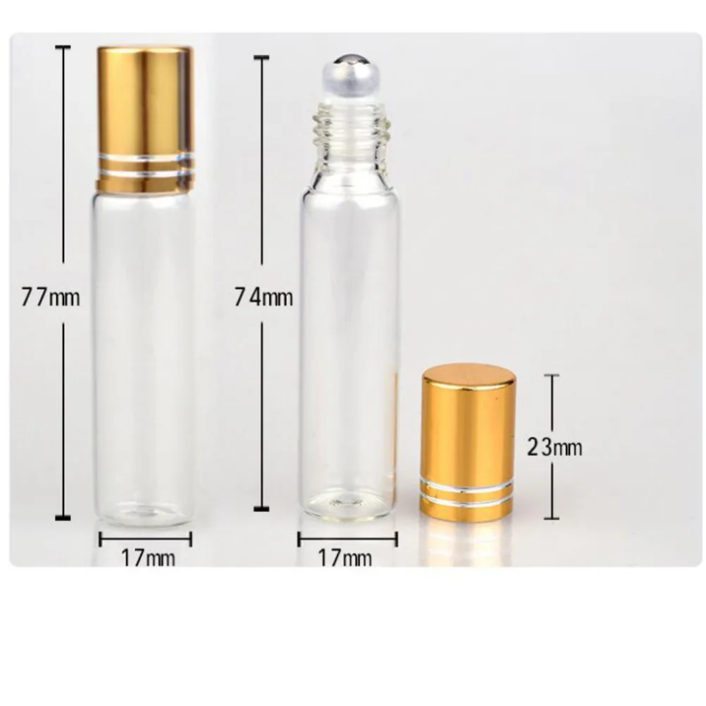 5Pcs Essential Oil Roller Bottles Glass Empty Bottle 10Ml Leakproof Refillable Subpackaging Bottle Travel Use Multiple Colors view 2