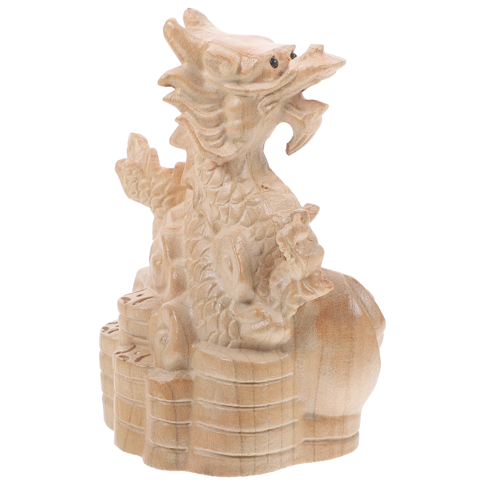

Wood Dragon Craft Large Size Zodiac Carving Decor naments Desk Statue Living Room Cabinet Bar Study Chinese Style