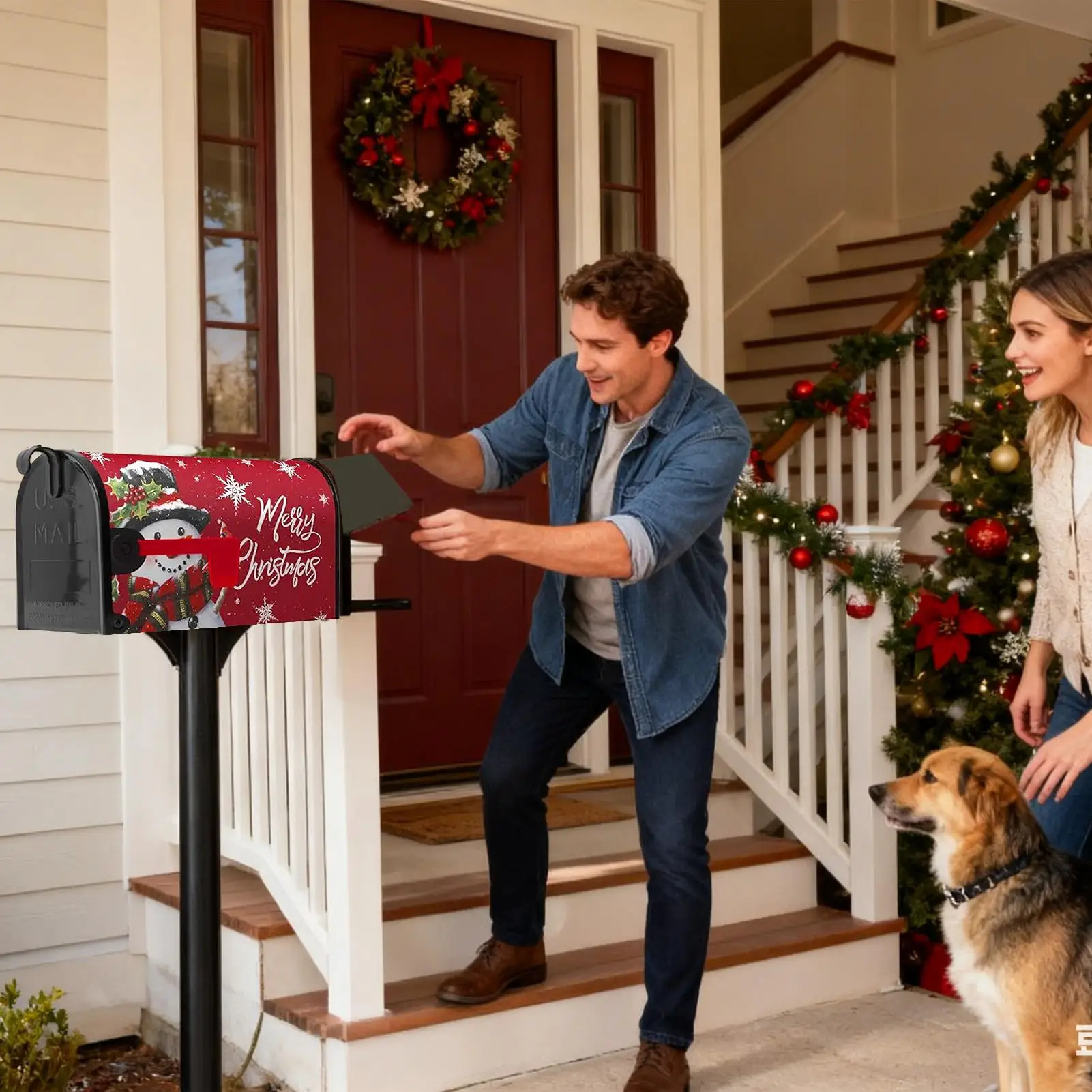 الشتاء صندوق البريد يغطي المغناطيسي 21X18 بوصة حجم قياسي الشتاء المغناطيسي ثلج غطاء صندوق البريد عيد الميلاد آخر صندوق بريد يلتف #2