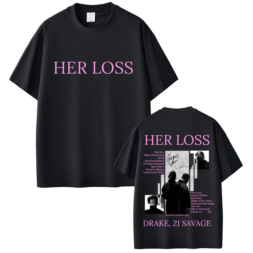 

Rapper Drake and 21 Savage Her Loss Album Graphic T-shirt Men Hip Hop Fashion Pop Music T Shirts Casual Cotton Vintage T-shirts