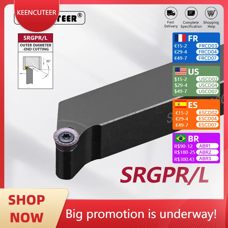 

SRGPR1616 SRGPR2020 SRGPR2525 SRGPL2020 SRGPL2525 External Turning Tool SRGPR SRGPL Lathe Bar Turning Holder CNC Cutter Bar