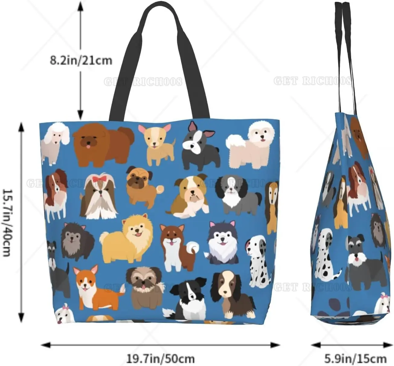 Cartoon Dog Pets Shoulder Bag Large Reusable Eco-friendly Shopping Bags Portable Storage Handbag Fashion Eco Bag