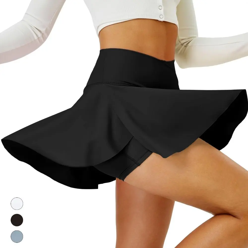Pleated Tennis Skirts with Shorts Pockets Built-in Shorts Golf Skorts Tummy Control 2 in 1 Design Running Skirts Training