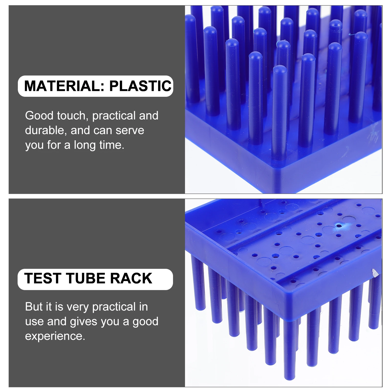 

66 Places Test Tube Rack Drying Stand for Tubes Lab Holder in White Blue Plastic Large Capacity Lightweight Easy Storage