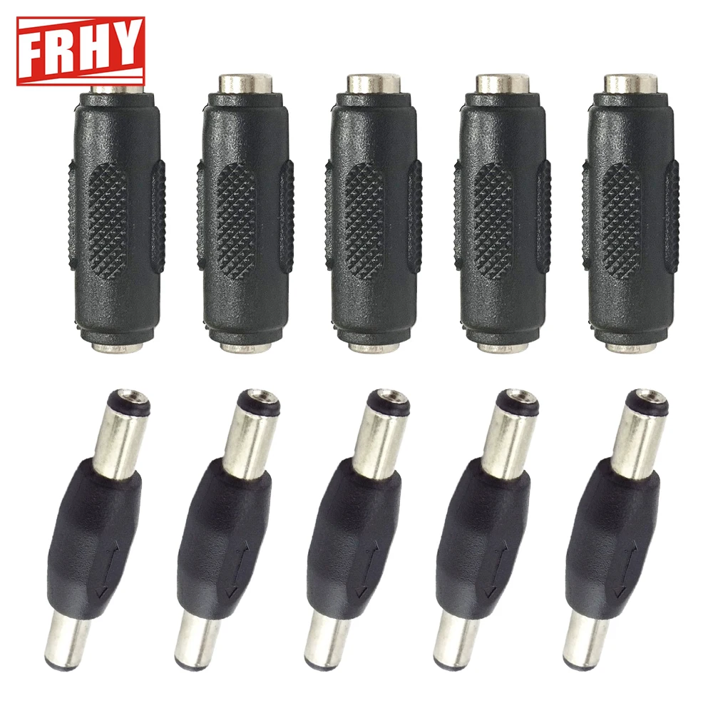 10 PCS DC Adapter Connector 5.5*2.1/2.5mm Male-Female Straight Through Joint Round Hole Male-to-Male/Female-to-Female Converter