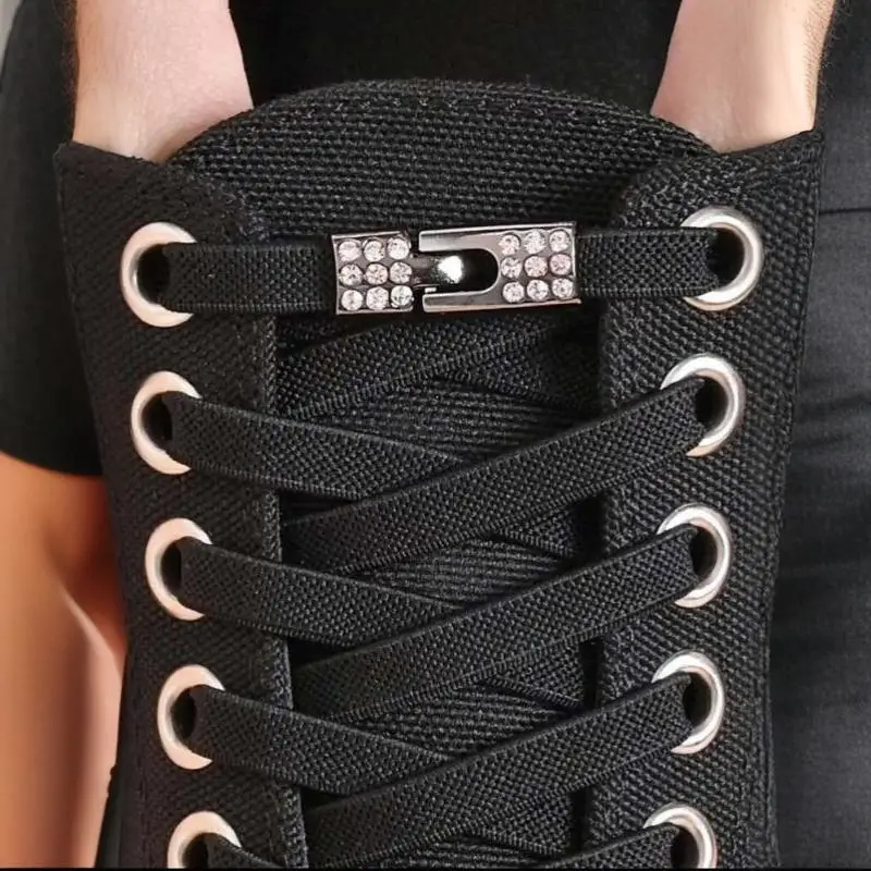 Keine Schnürung erforderlich, Diamantschnalle, elastische Schnürsenkel, Schuhbänder für Sneaker, Kinder und Erwachsene, geeignet für Sport-, Freizeitschuhe und Stiefel. – Detail 7