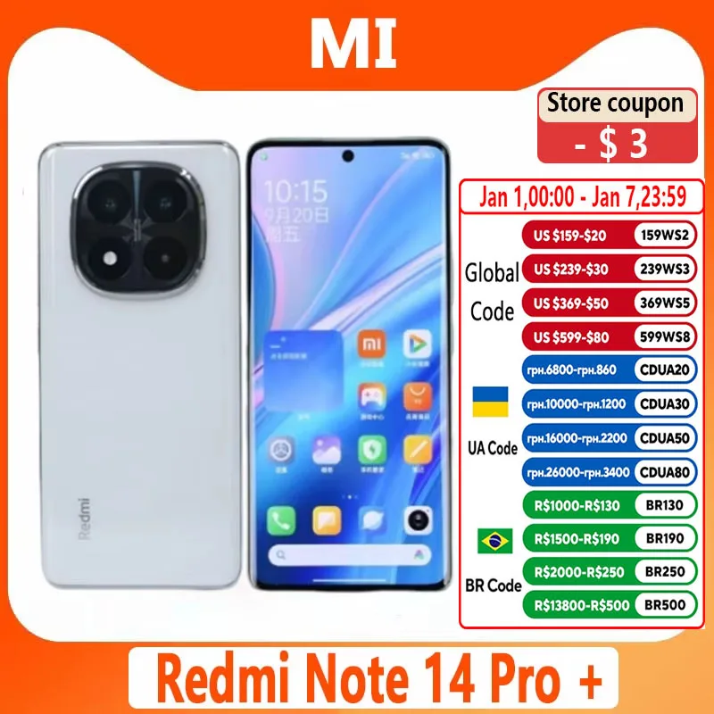 NEW Xiaomi Redmi Note 14 Pro Plus 5G Smartphone Snapdragon®7S Gen3  120Hz 6.67