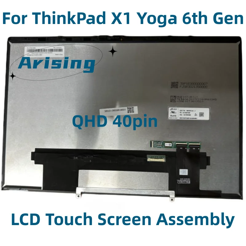 For Lenovo ThinkPad X1 Yoga 6th Touch Screen EDP 30PIN X1 Yoga 6 GEN LCD Assembly 14 Inch Display Replacement