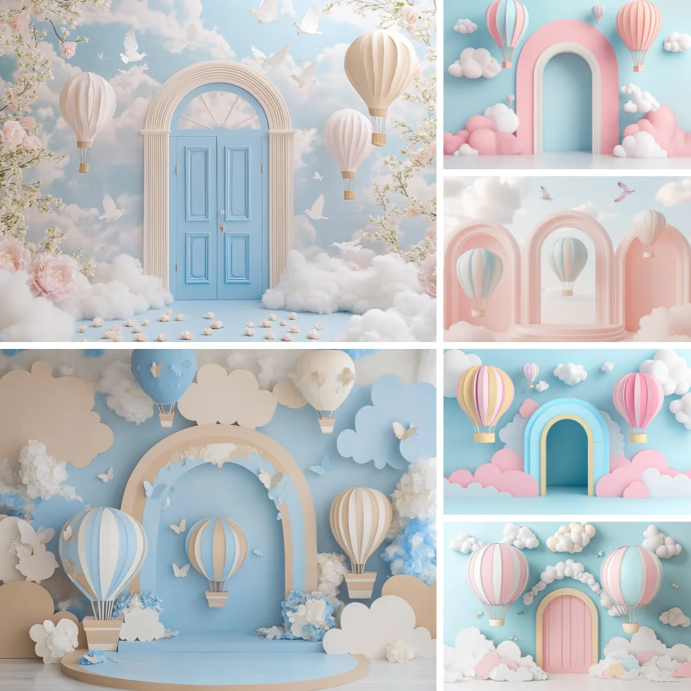 

Photography Background Hot Air Balloon Cloud Color Kids Birthday Party Newborn Shower Decoration Backdrop Photo Studio