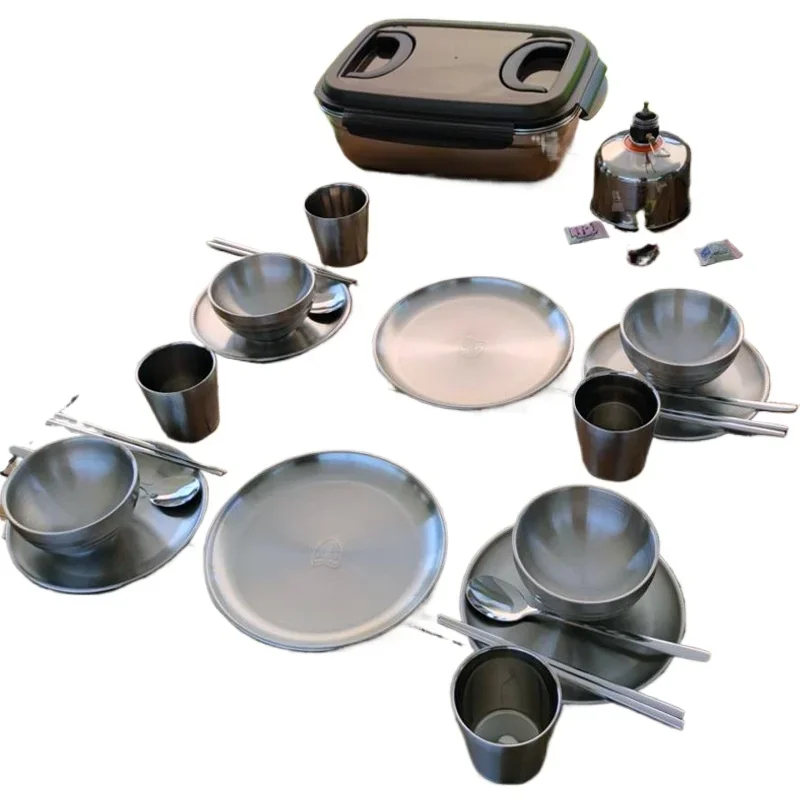 

Outdoor Tableware Portable Set Camping Supplies Equipment Picnic Bowls Cups Chopsticks Spoons 304 Stainless Steel