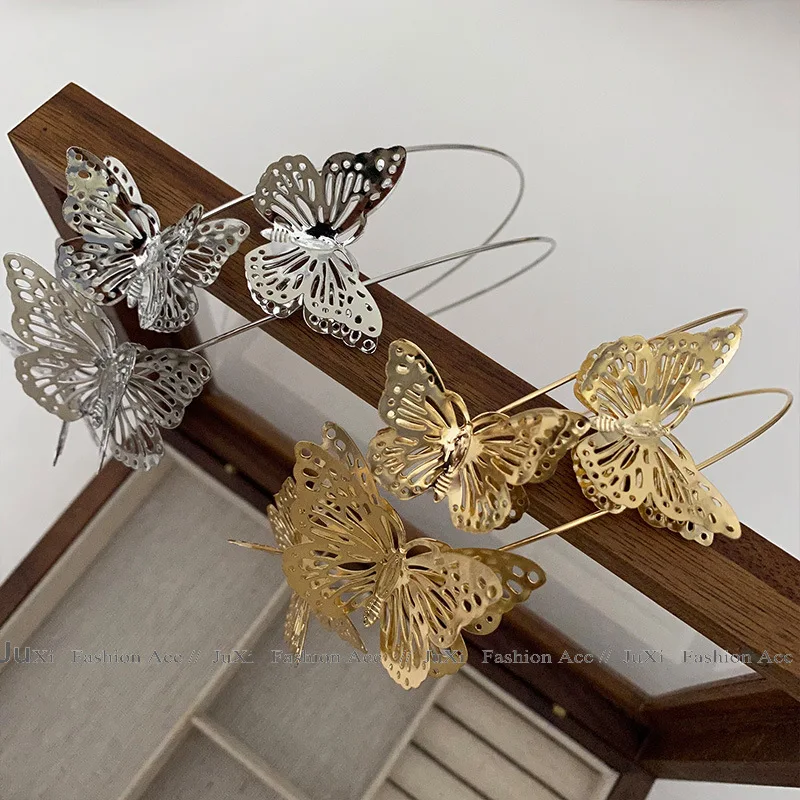 New French Butterfly Headband Hollow Design Volume Boosting Hair Hoop for Women Daily Outing Trendy Fairy Hair Accessory