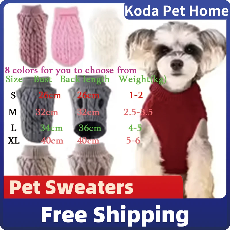 Nouveau Pet Petit Chien Vêtements Pull De Mode Automne Hiver Solide Frit Pâte Torsions À Tricoter Chaud Confort Vêtements