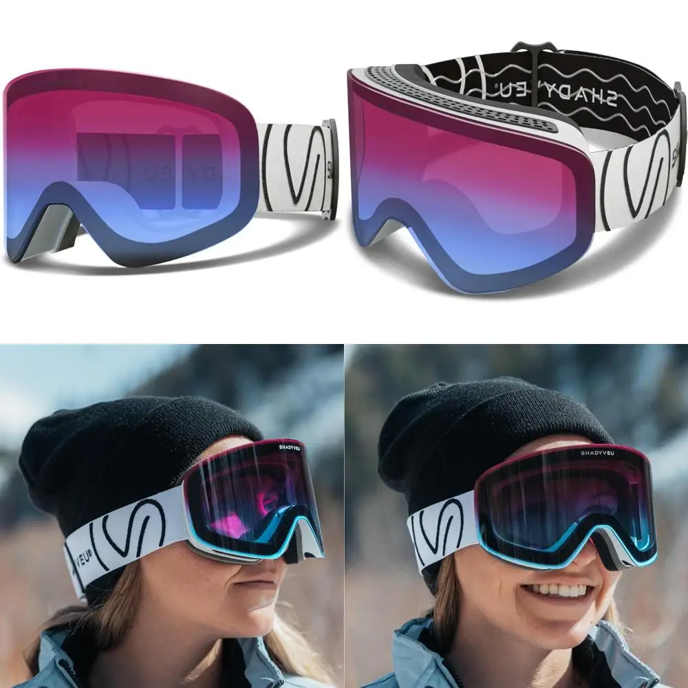 

Anti-Fog Snowboard Ski Goggles with Adjustable TPU UV400 Interchangeable Lenses for Men and Women