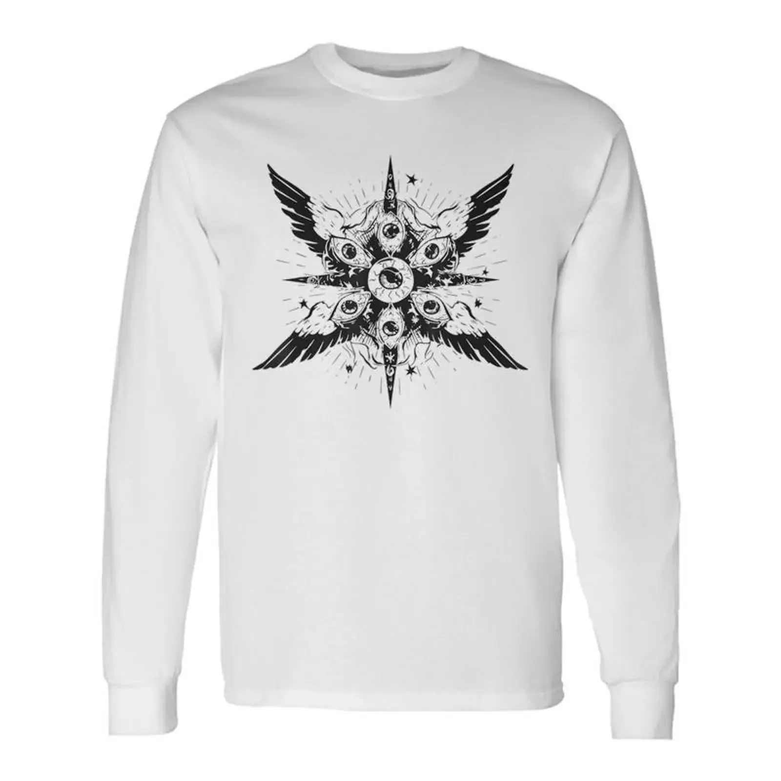 Seraph Gothic Art Biblically Accurate Angel Seraphim Long Sleeve T Shirt Monsterry vintage Washed streetwear Comfortable