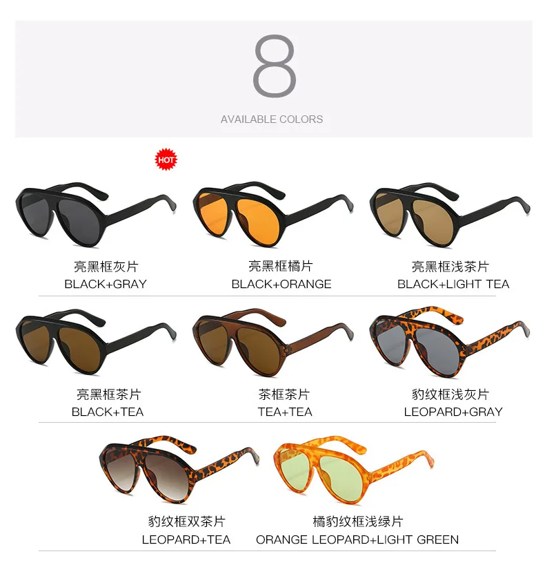 Retro Große PC-Rahmen-Sonnenbrille für Damen, runde Piloten-Sonnenbrille in Schwarz mit Farbverlauf, coole Herren-Sonnenbrille, einteilige Designer-Sonnenbrille – Detail 17