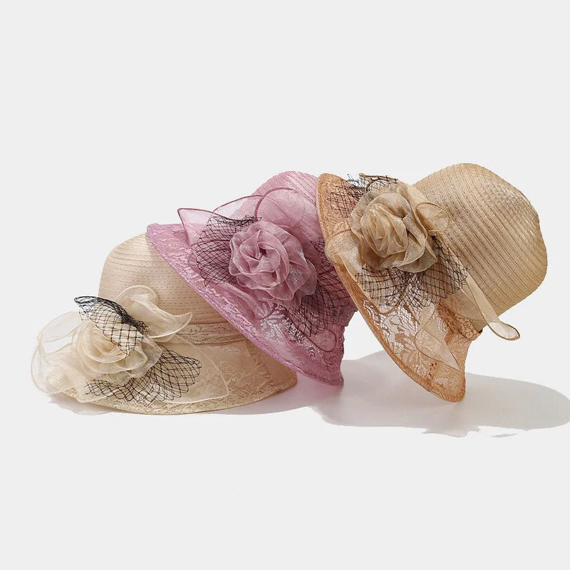 Women's Elegant Flower & Net Fascinator Hat Tea Party Wedding Derby Cocktail Church Sun Hat