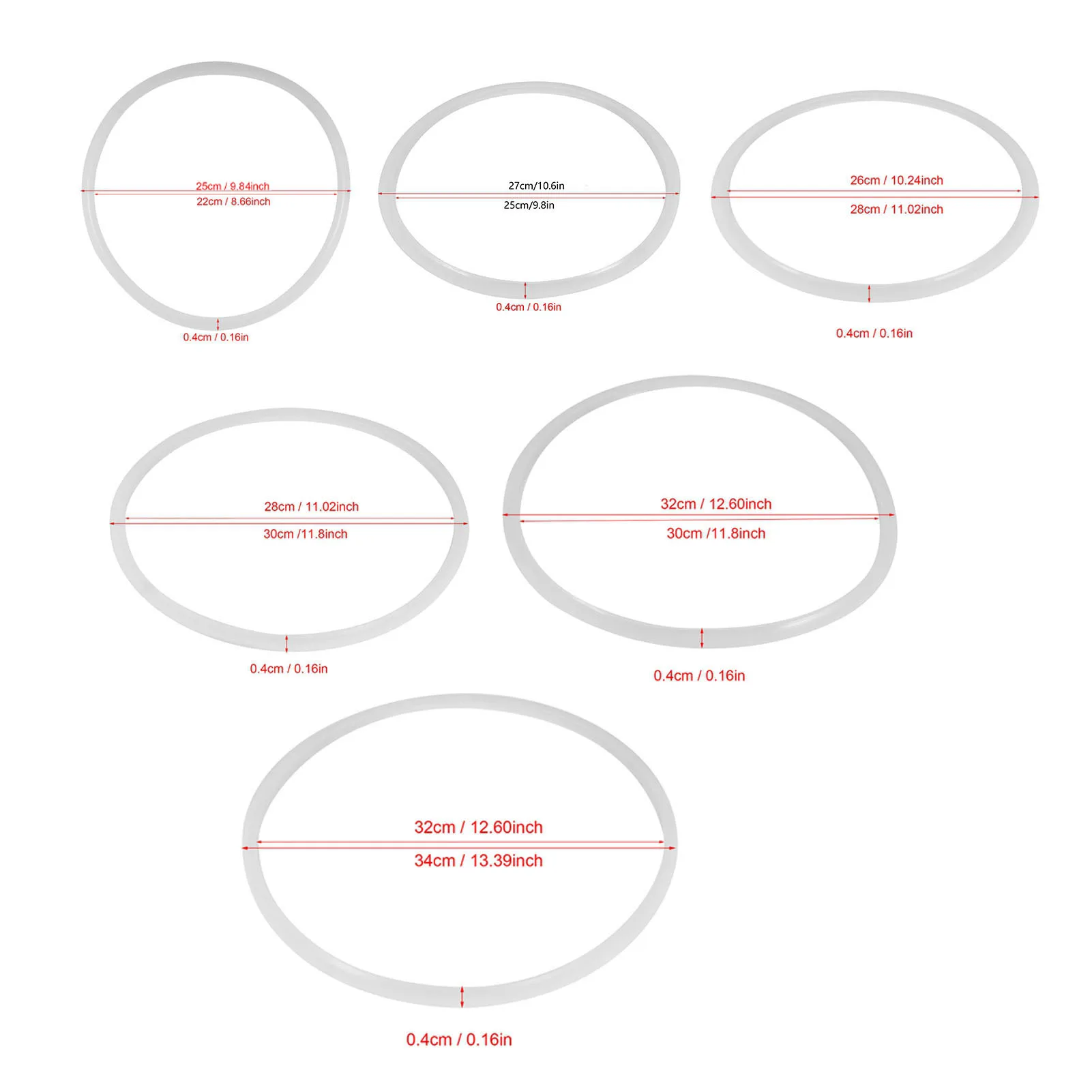 6 Sizes Replacement Clear Silicone Gasket Sealing Ring for Home Pressure Cooker Kitchen Tool Cooker Sealing Ring Silicone Gasket