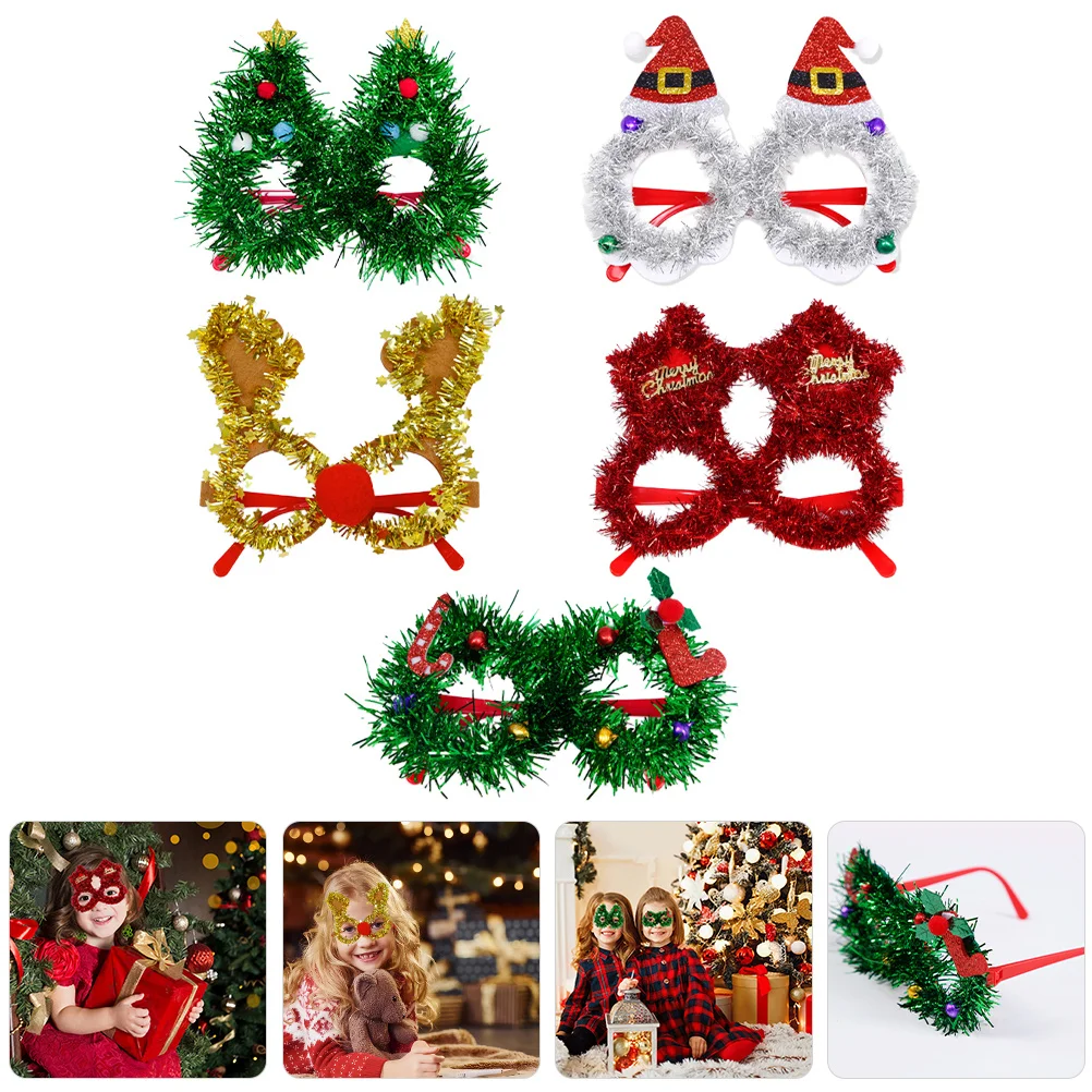 

5Pcs Christmas Eyeglasses Funny Holiday Party Glasses Creative Cartoon Design Bright Xmas Party Supplies Photo Props
