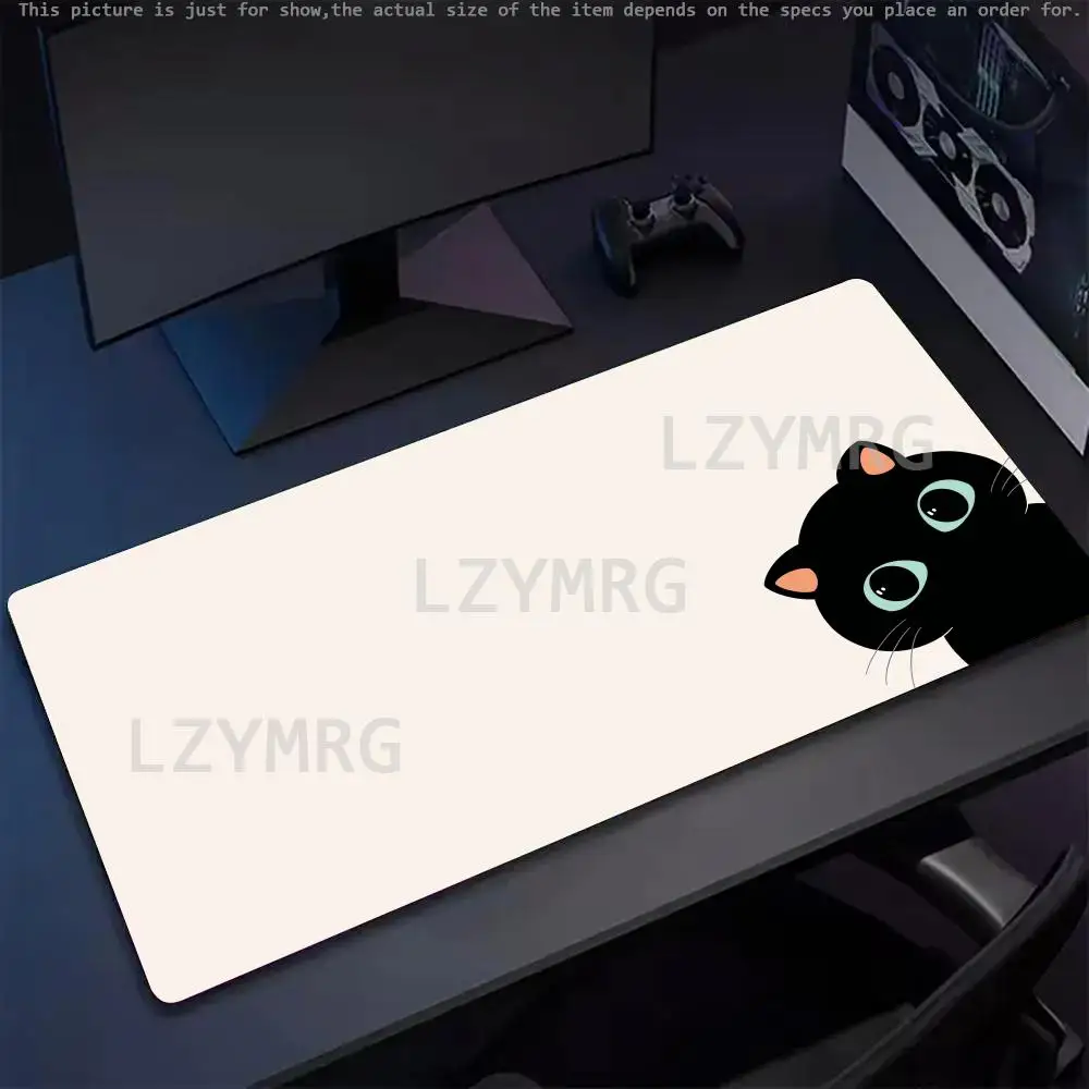 

Funny Black Cat Mouse Pads Cute Cat Computer XXL Mausepad Company Desk Pad 900X400mm Large Kawaii Cushion Office Accessories Rug