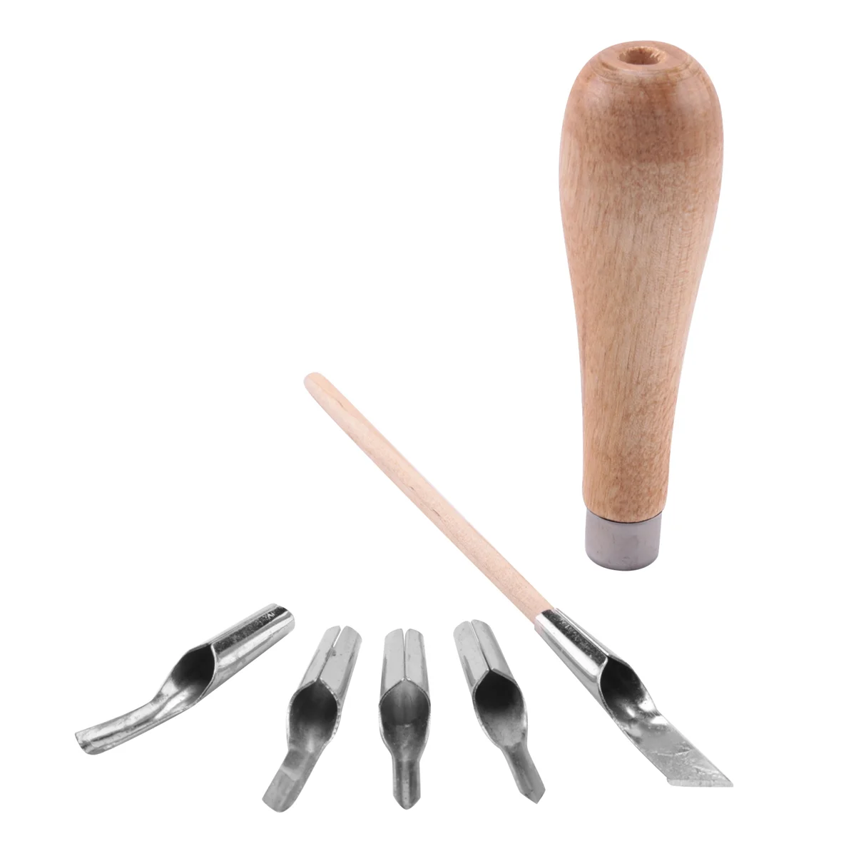 N88R Lino Block Cutting Rubber Stamp Carving Tools with 5 Blade Wood Handle Printmaking Carving Tools Set