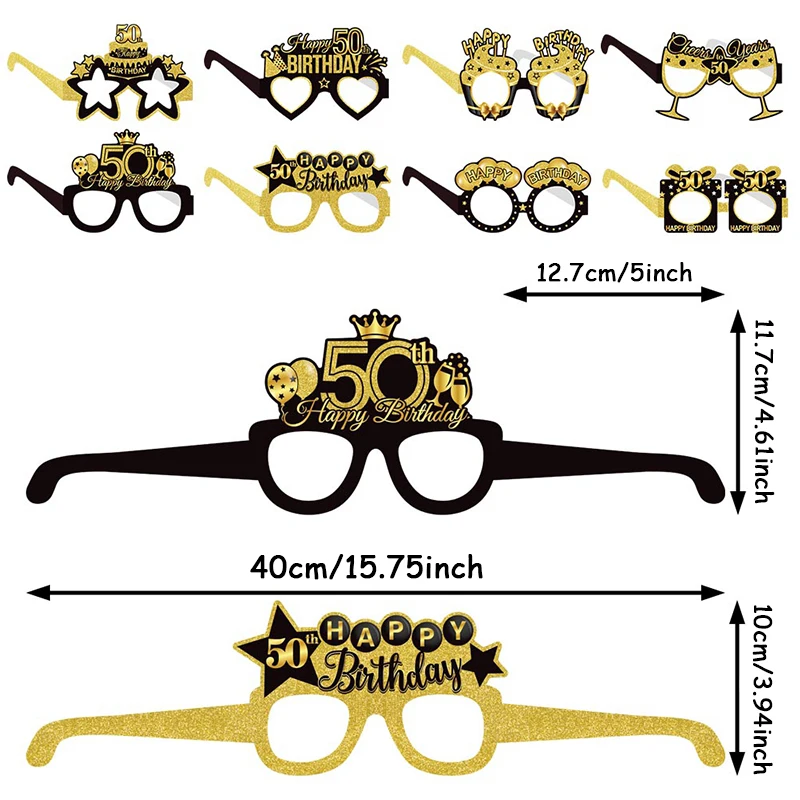 8pcs Birthday Party Paper Glasses 18th 40th 50th 60th Eyeglasses Gifts Props Photo Paper Decorations Novelty Funny Paper Glasses