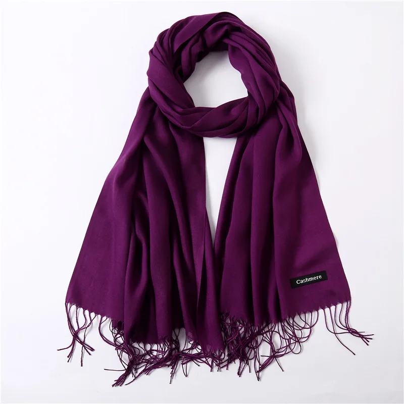 Fashion Solid Schal Frauen Kaschmir Weiche Winter Warme Schals Hijab Weibliche Lange Stirnband Schal Wraps Bandana Foulard 2022 Echarpe – Detail 35