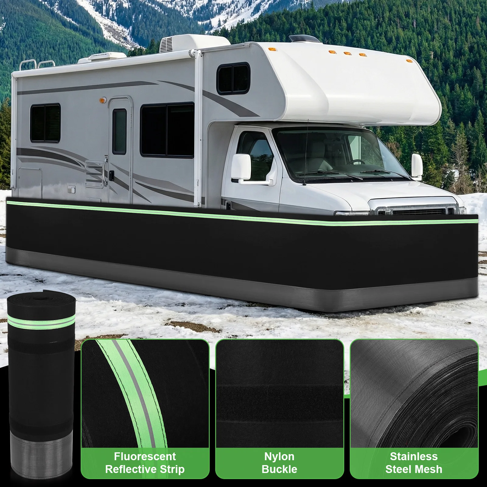 Windproof Bottom Cover with Tightly Metal Plates Mobile Home Skirting Easy Installation Waterproof for Mobile Home Exterior