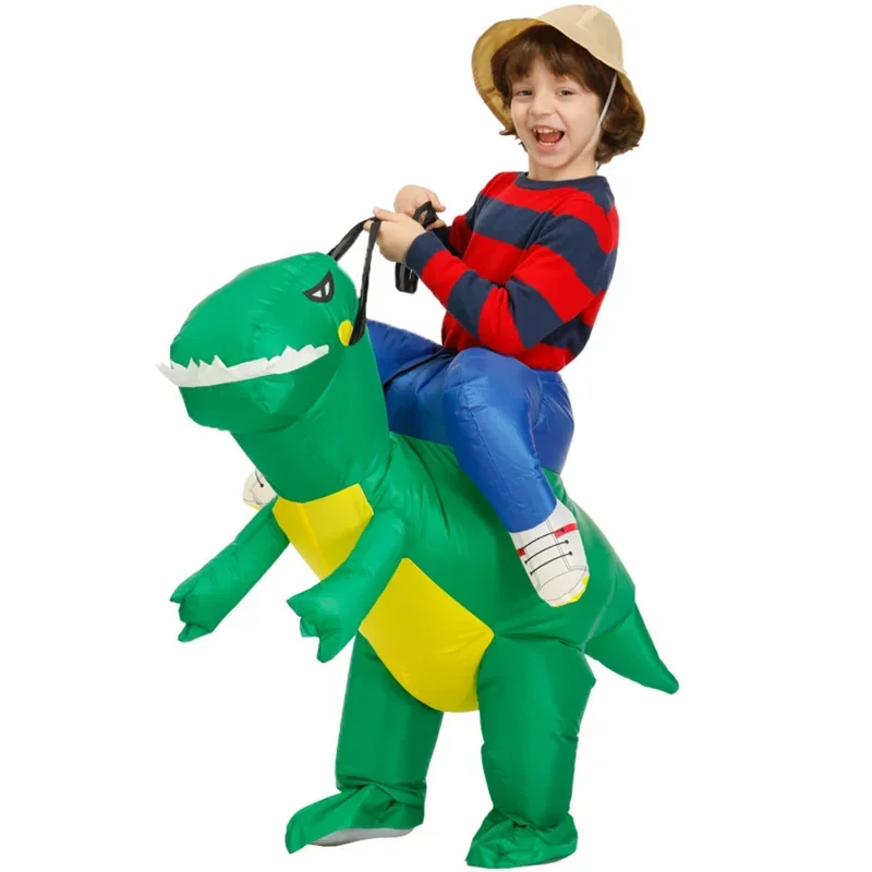 Kids Kind Dinosaurus Opblaasbaar Kostuum Anime Mascotte Jurk Pak Halloween Purim Kerstfeest Cosplay Kostuums voor Jongens Meisjes