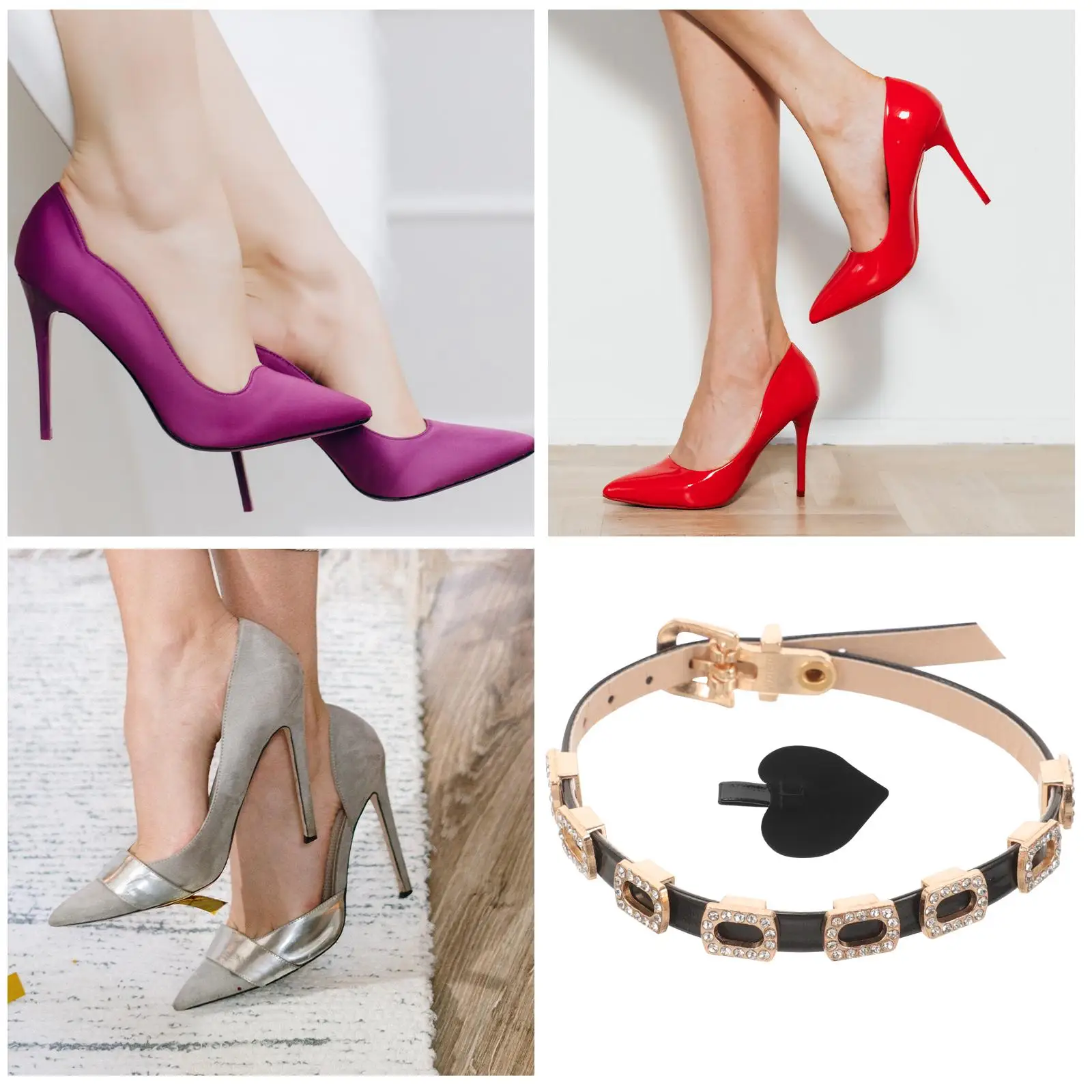 1 Pair Black 0.7CM Rhinestone Anti-loose Straps High Heels Replacement Elastic Ankle Decorative Pu Buckle Shoes for heels