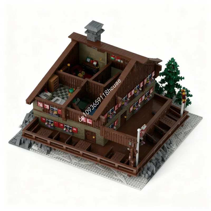 10035 Uds. MOC Ski Lodge bloques de construcción Modular juguetes artesanales creativos arquitectura DIY niños regalos de navidad