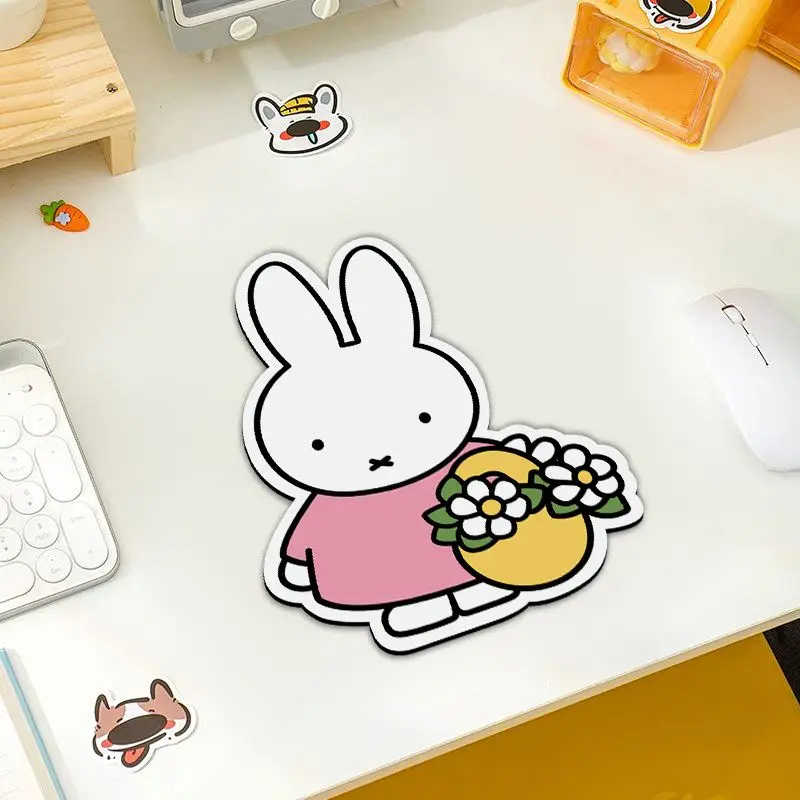 Miffy rabbit anime cartoon pattern mouse pad cute portable small irregular creative non-slip soft mat girlish keyboard mat Gift