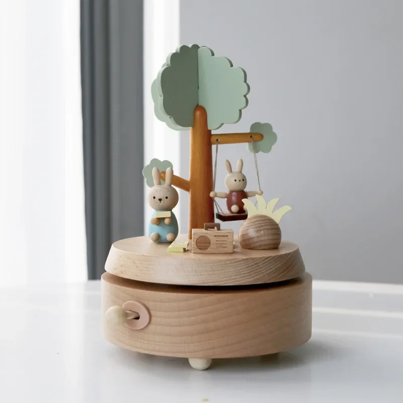 Wooden Baby Toddler music box creative home decoration crafts children's birthday gift carousel arts crafts & diy toys hobbies