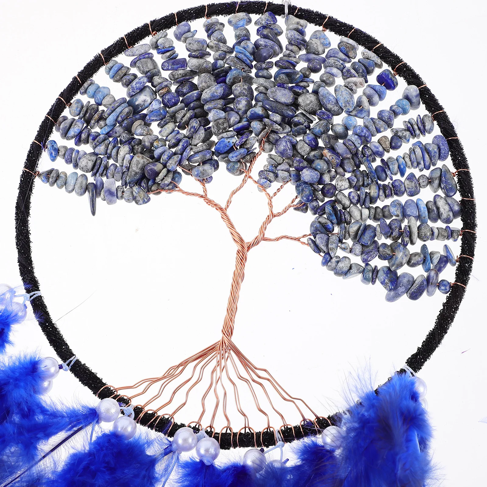 

Decorative Dreamcatcher Pendant Crystal Stone Tree Plumes Wall Hanging Ornament Handmade Dream Catcher Wall Decor Bohemian Style