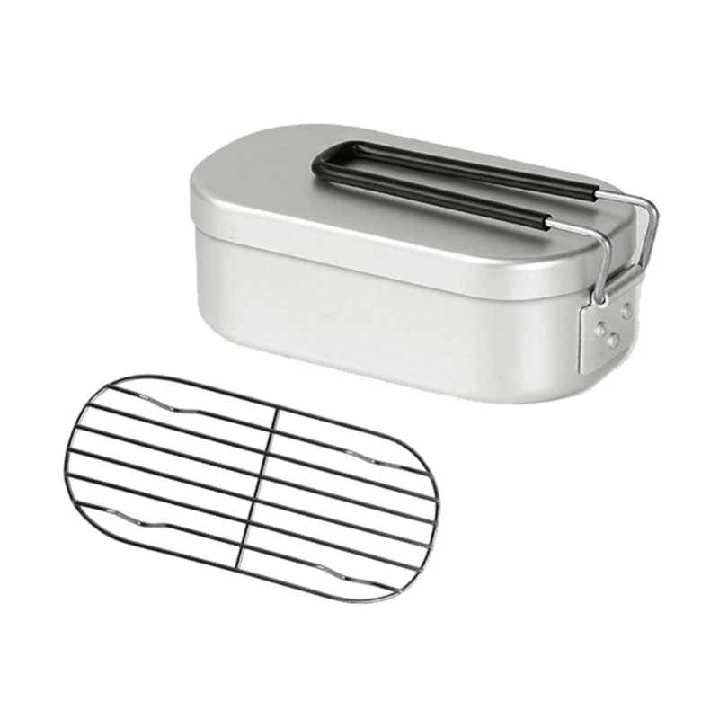 Aluminium Lunchbox Foldable Handles Lunch Box Portable Bento Box Lightweight Container Camping Cooking Box