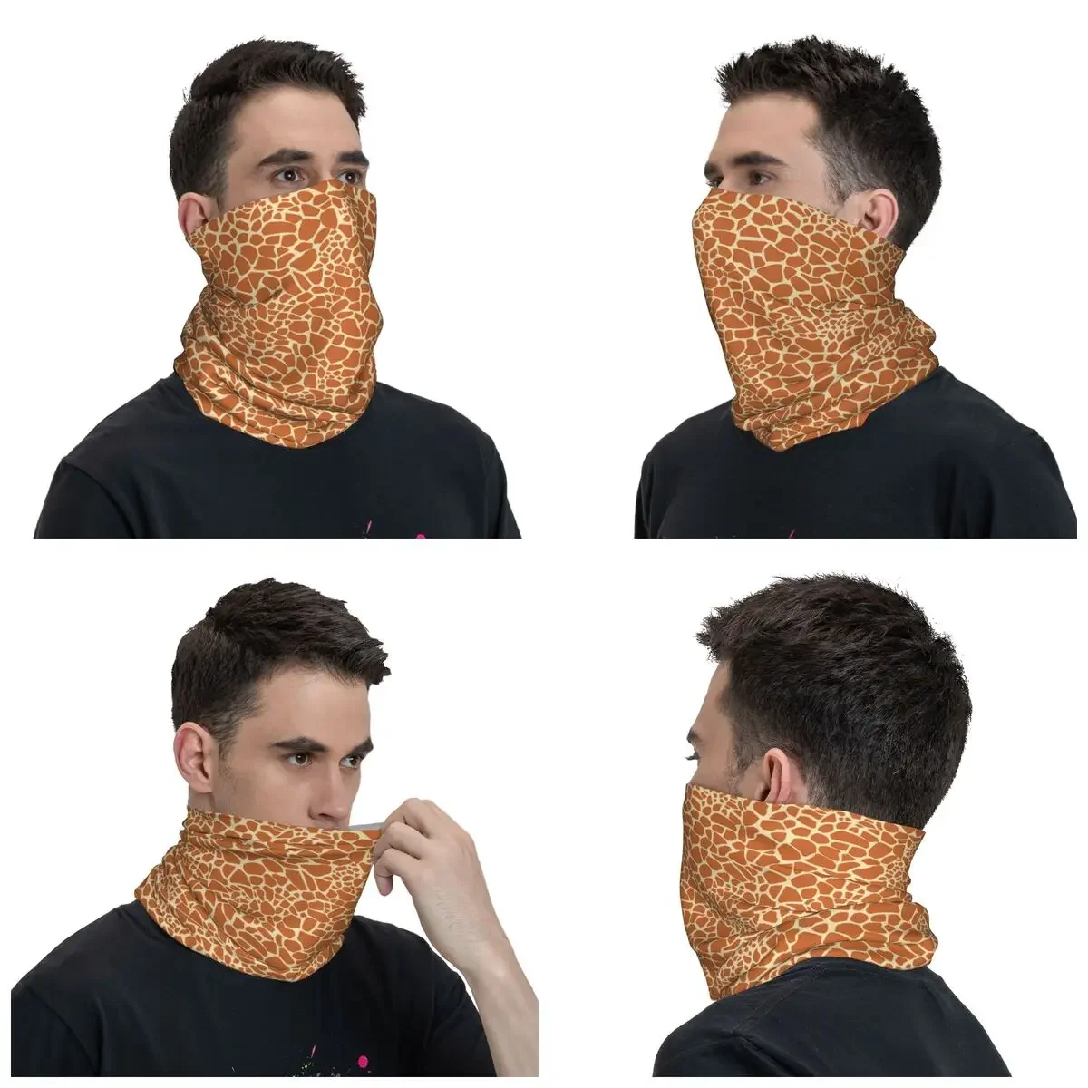 Cartoon Giraffe Fur Skin Bandana Neck Cover Printed Wrap Scarf Multifunctional Headwear Riding Unisex Adult Breathable