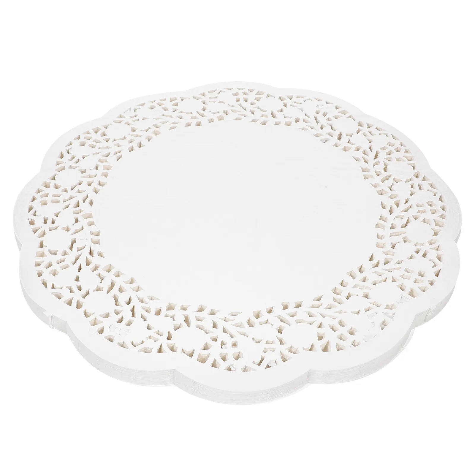 140Sheets Round Paper Doilies Lace Design Food Safe Cake Pad Baking Mat Grease Resistant Dessert Tray Liner Party Supplies