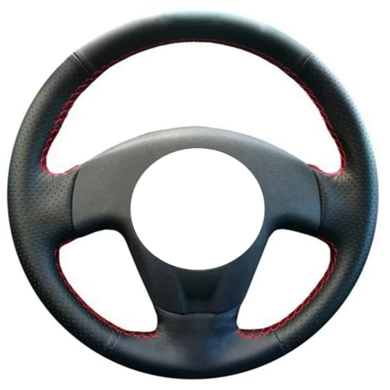 Housse de volant de voiture en cuir artificiel noir antidérapant, couture à la main, personnalisable, pour Seat Ibiza 2004-2006