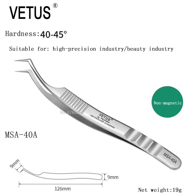 Vetus Precision Anti-magnetic Tweezers 2A-SA 5A-SA 5B-SA 6A-SA 36A-SA Steel Curved Straight Tip Pincet Phone Repair Hand Tools