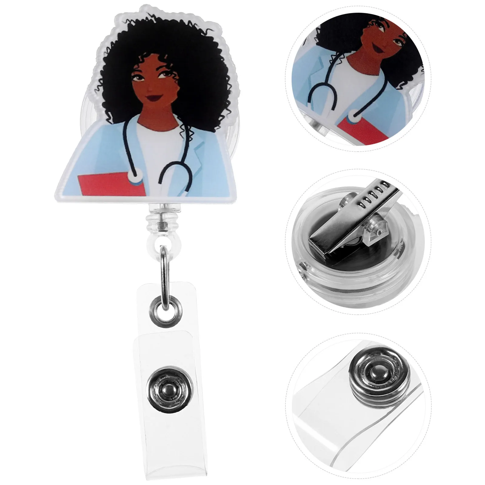 

Sturdy Retractable Nurse Badge Clip Practical Id Card Holder Fastened Back Clip Design Convenient Access Anime Badge Reel